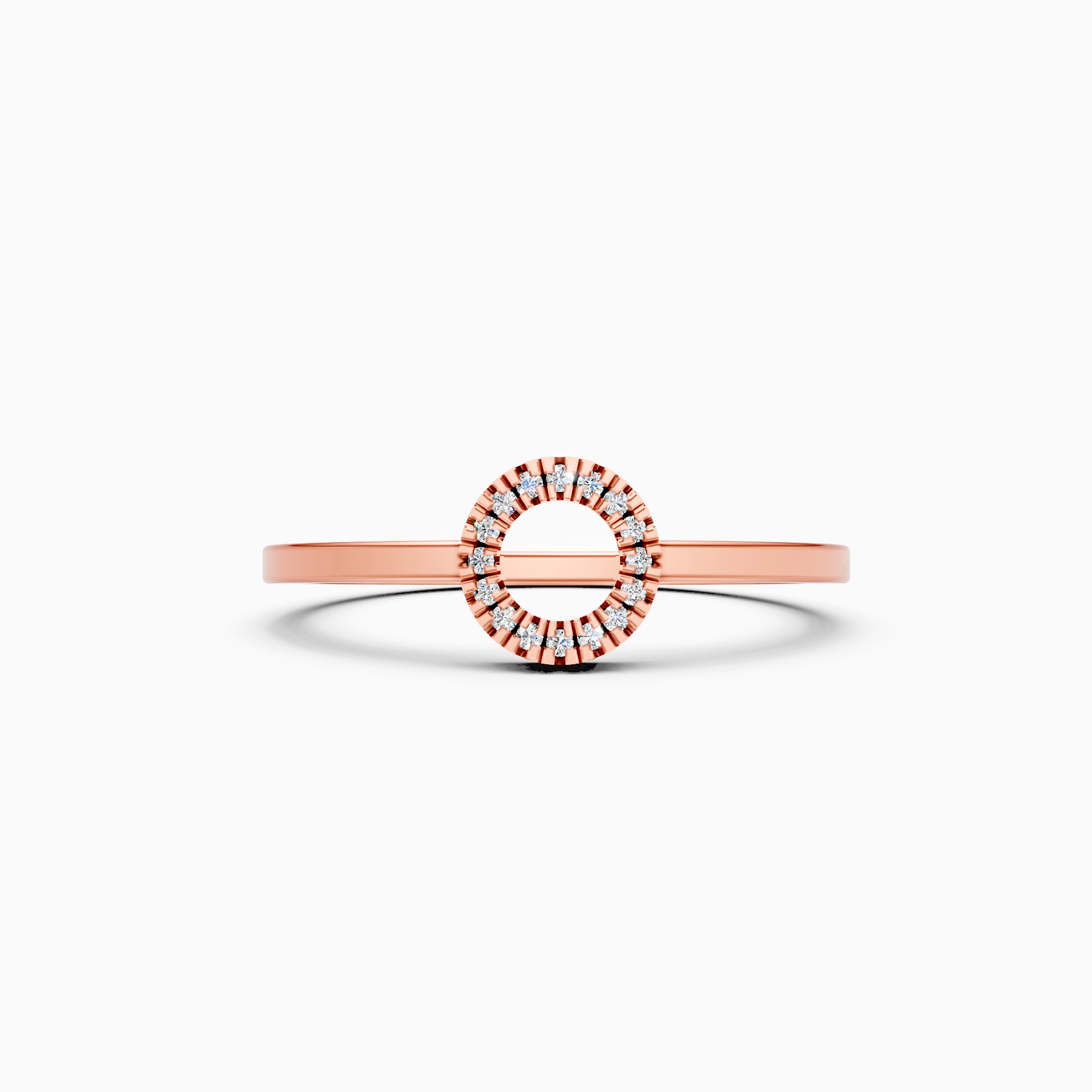 Unique Open Circle Round Diamond Ring